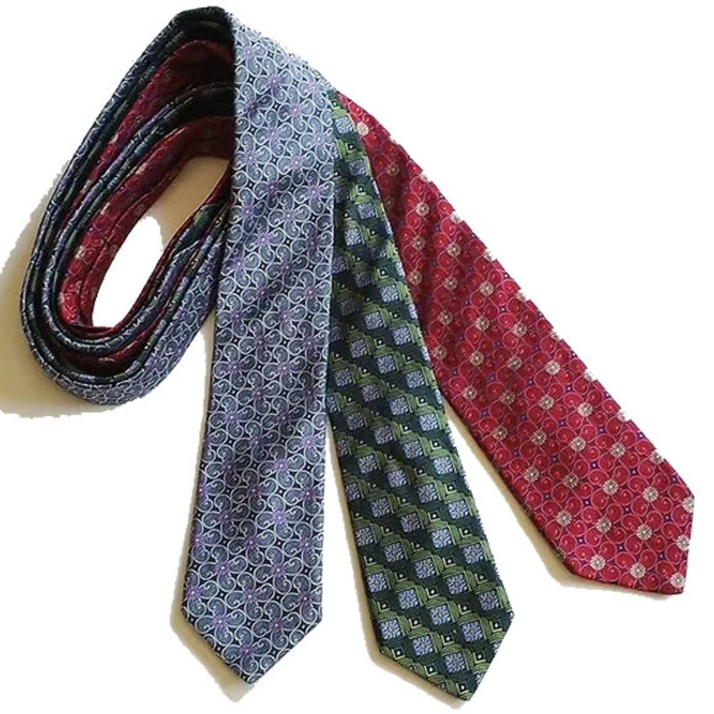 3 Ike Behar Silk Ties 59" 65" Floral Motif